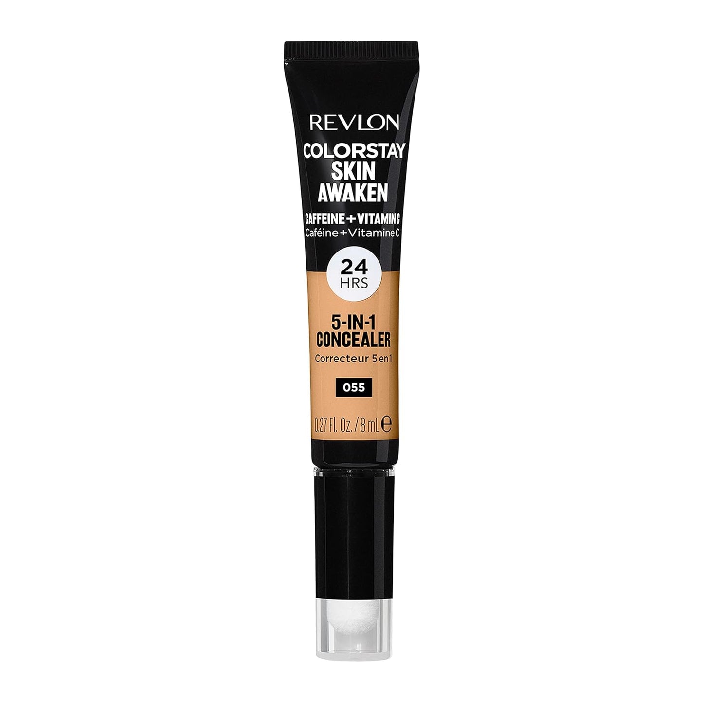Revlon ColorStay Skin Awaken 5-in-1 Concealer, Lightweight, Creamy Longlasting Face Makeup with Caffeine & Vitamin C, For Imperfections, Dark Circles & Redness, 055 Coffee, 0.27 fl oz