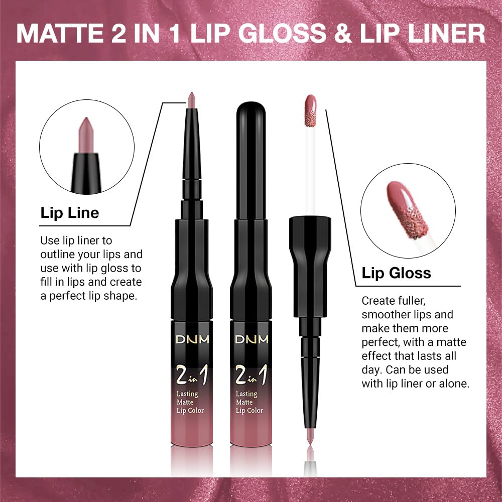 Kaely 2-in-1 Matte Lipstick and Lip Liner, Liquid Lip Stain Makeup for women Long Lasting Waterproof Smudge Proof, labiales matte mate larga duracion listip 24 hours originales, 35 Mauve Pink