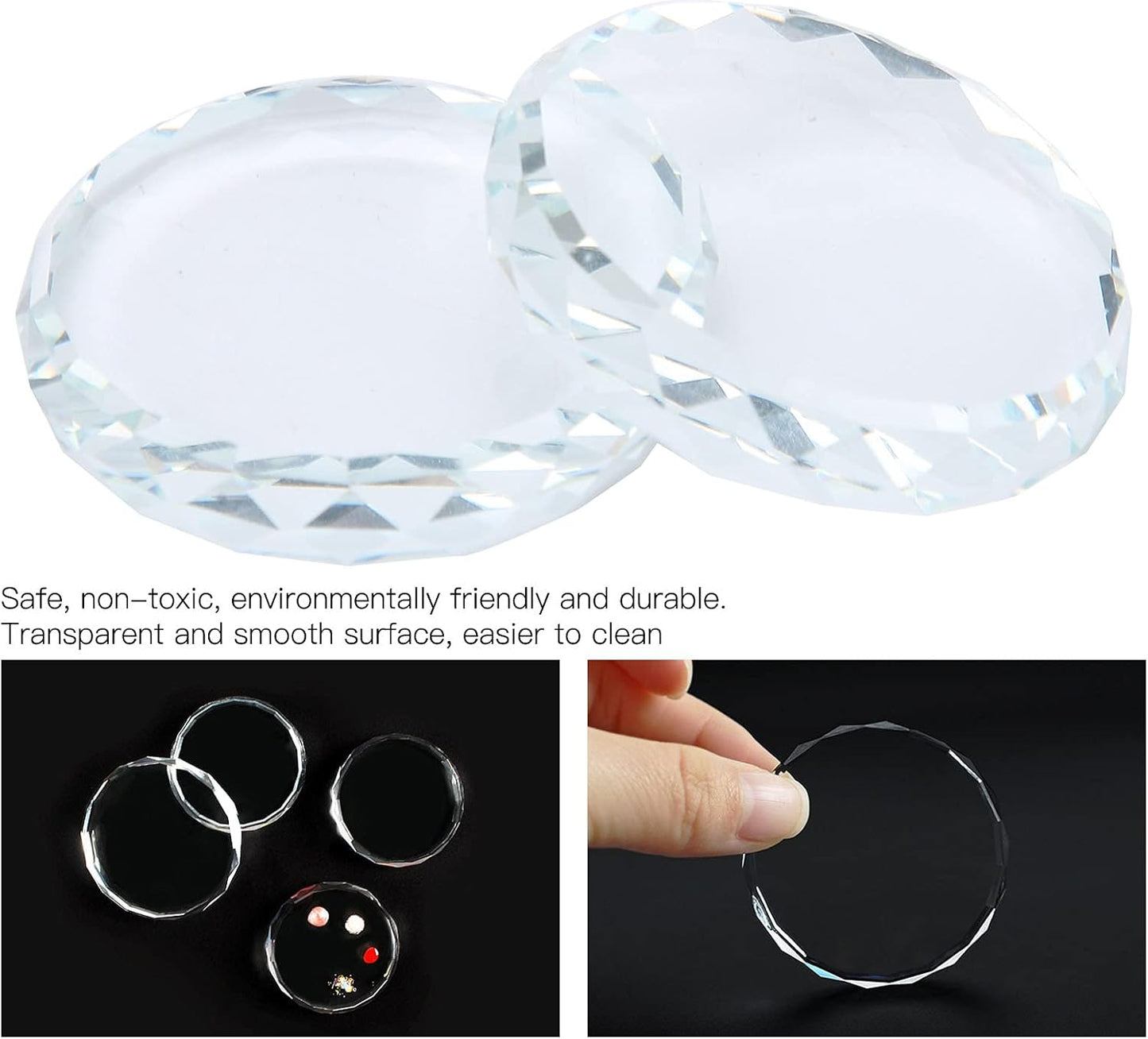 Nail Art Palette, 2pcs Nail Art Palettes Color Mixing Tool for DIY Makeup Mixing Palette Drawing Color Dish Toning Glass Nail Tips Painting Tray False Eyelash Glue Hold Makeup Pallet