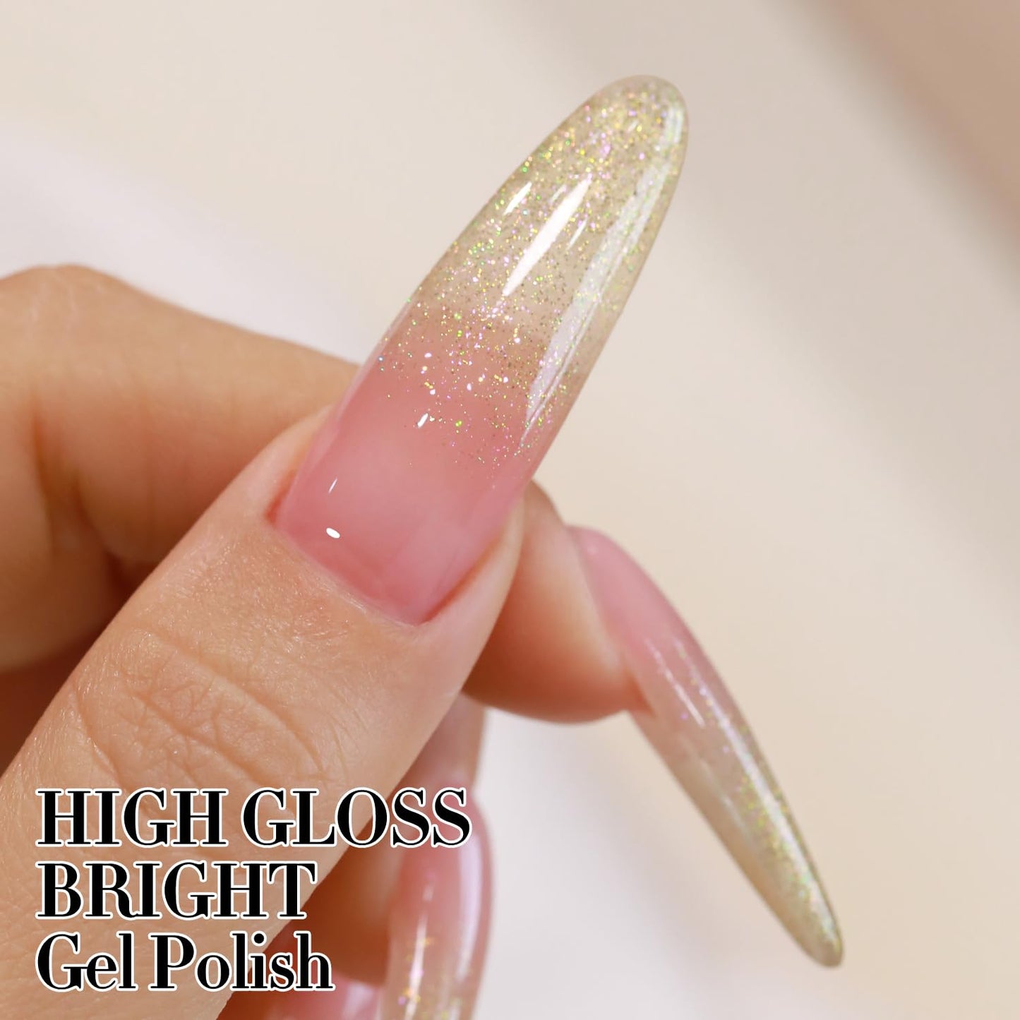 Double Rhythm 15ML Glitter Gel Polish Shimmer Reflective Holographic Color Magnetic for Nail Art Salon DIY at Home (Yellow Green-B1152)