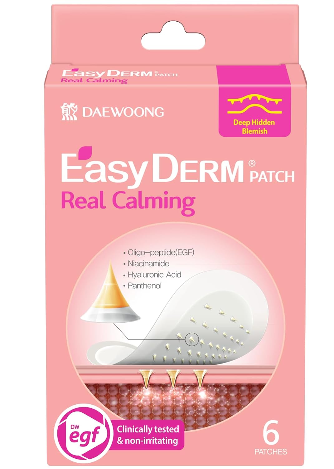 EasyDerm Real Calming Microdart Pimple Patches, Clear Micropoint | Niacinamide, Hyaluronic Acid, EGF Acne Dark Spot Care, K-beauty | 6 counts, Micro Piont length : 285μm