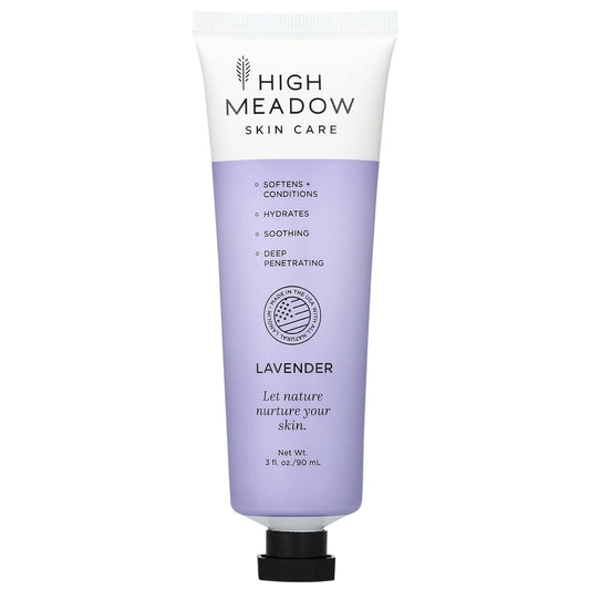 High Meadow Lanolin Skin Cream - Deep Hydration Formula for Soft, Radiant Skin Care - Repairs Dry and Cracked Skin on Hands, Feet & Elbows - Multi-Purpose Soothing Lotion - 3.0 Oz Lavender Moisturizer