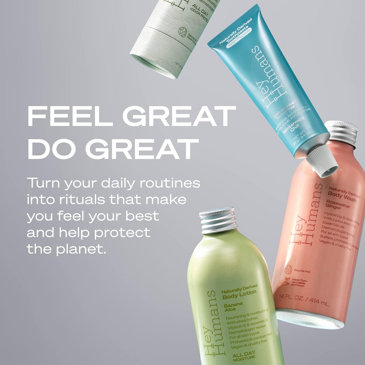 Hey Humans Deodorant, Aluminum Free Deodorant for Women and Men, Contains Naturally Derived Ingredients, All Day Odor Control, Refreshing Deodorant Essential Oils, Banana Aloe