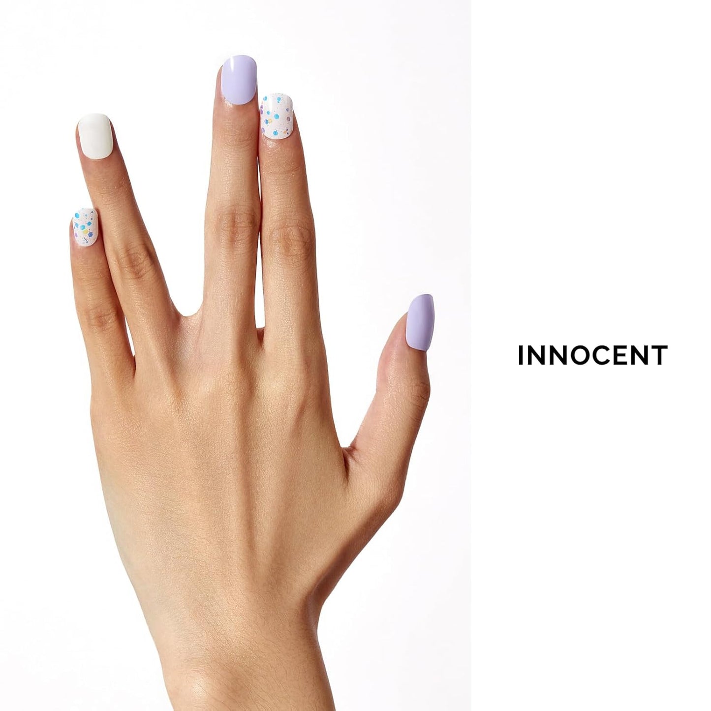 NAILOG Semi Cured Gel Nail Strips 34 pcs| Buy 2 Get 1 UV Lamp | Long Lasting Nail Polish Sticker Wraps with Glossy Gel Finish, Innocent