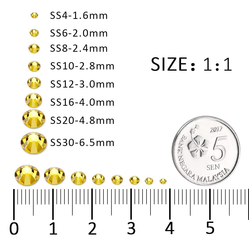 3000Pcs Lemon Yellow Crystal Rhinestones,Glass Flatback Rhinestones Mini Gemstones for Nail Face Makeup Art Crafts Clothes Decoration -(SS4,1.6mm,Lemon Yellow)
