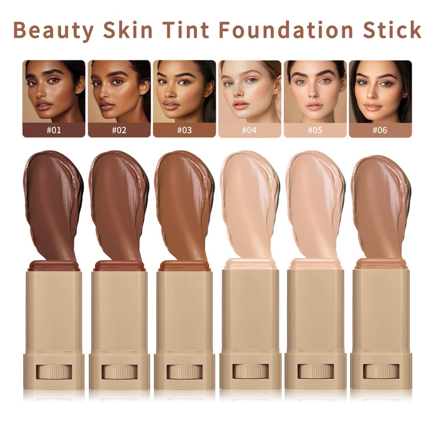 Foundation Stick - Skin Tint & Contour Stick, Serum-Boosted Beauty Balm, Buildable Coverage, Natural Finish, Long-Lasting Wear, For Many Skin Tones (04#)