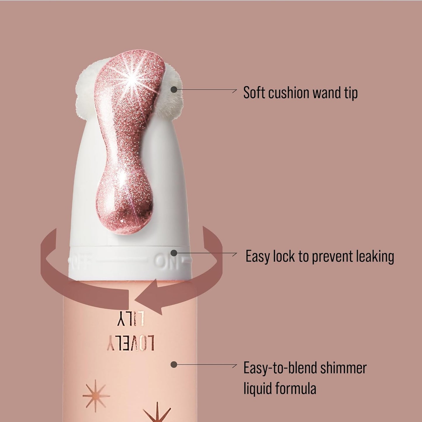 Kiss New York Professional Pearl Liquid Highlighter Beauty Wand, Radiant Glow for Cheek Eye & Lip, Non-Greasy Hydration Lightweight with Sponge-Tip Applicator (Lovely Lily)