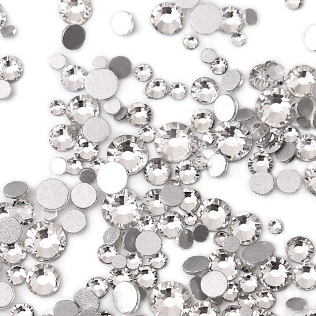 Rhinestones flat back gems round DIY decorative Nail Face and apparel accessories ss3-20 mix size(1440pcs crystal)