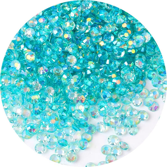 1440 Pcs SS20 5mm AB Flatback Rhinestones for Nails Art Crafts Transparent Glitter Round Gems Crystals DIY Clothes Shoes(Clear Aqua Blue AB)