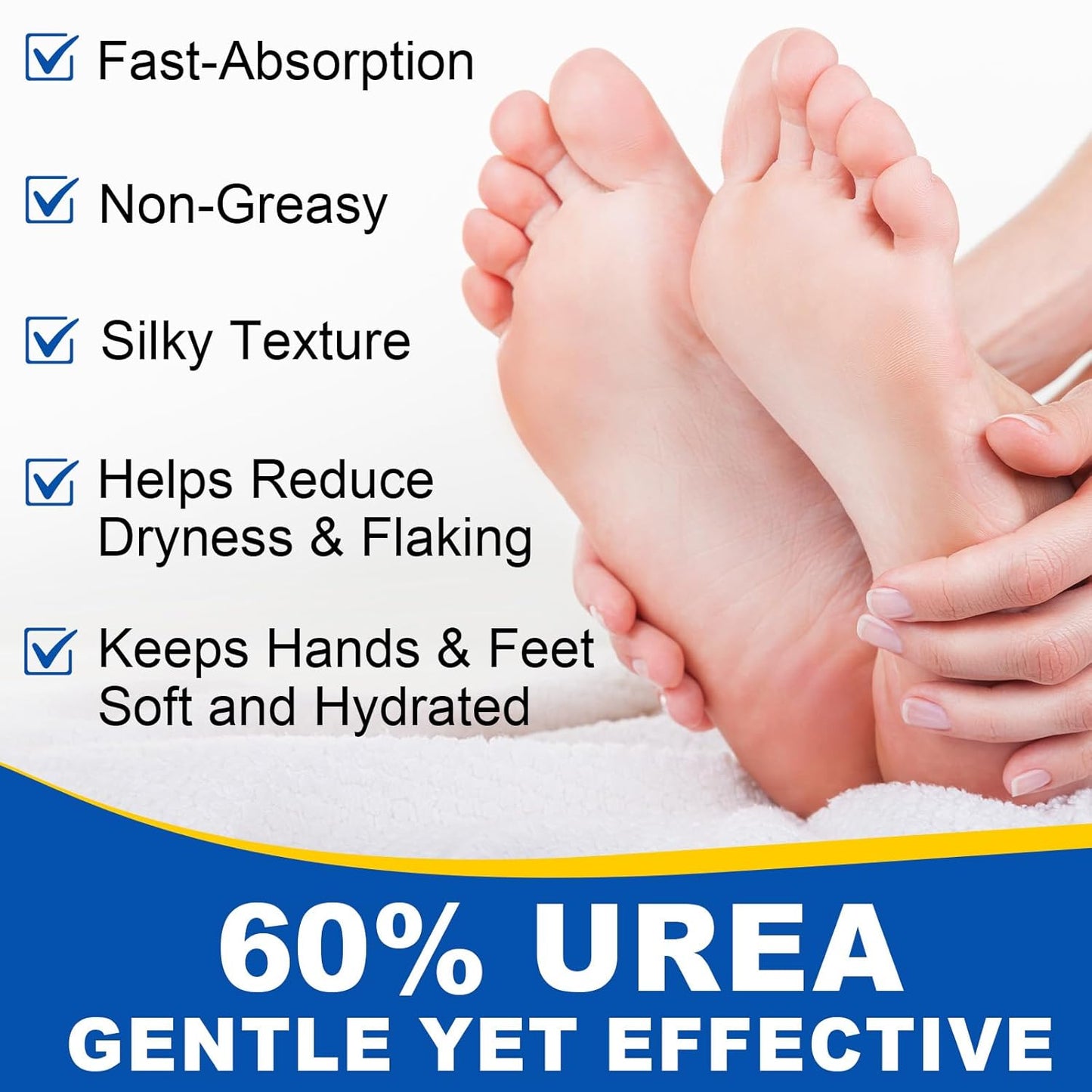 Foot Urea Cream, 60% Urea Cream for Feet Maximum Strength Repair Cracked Skin, Foot Moisturizer Nourish Cracking Rough Dry Heels, Feet Callus Remover Gel, 1.41Fl Oz