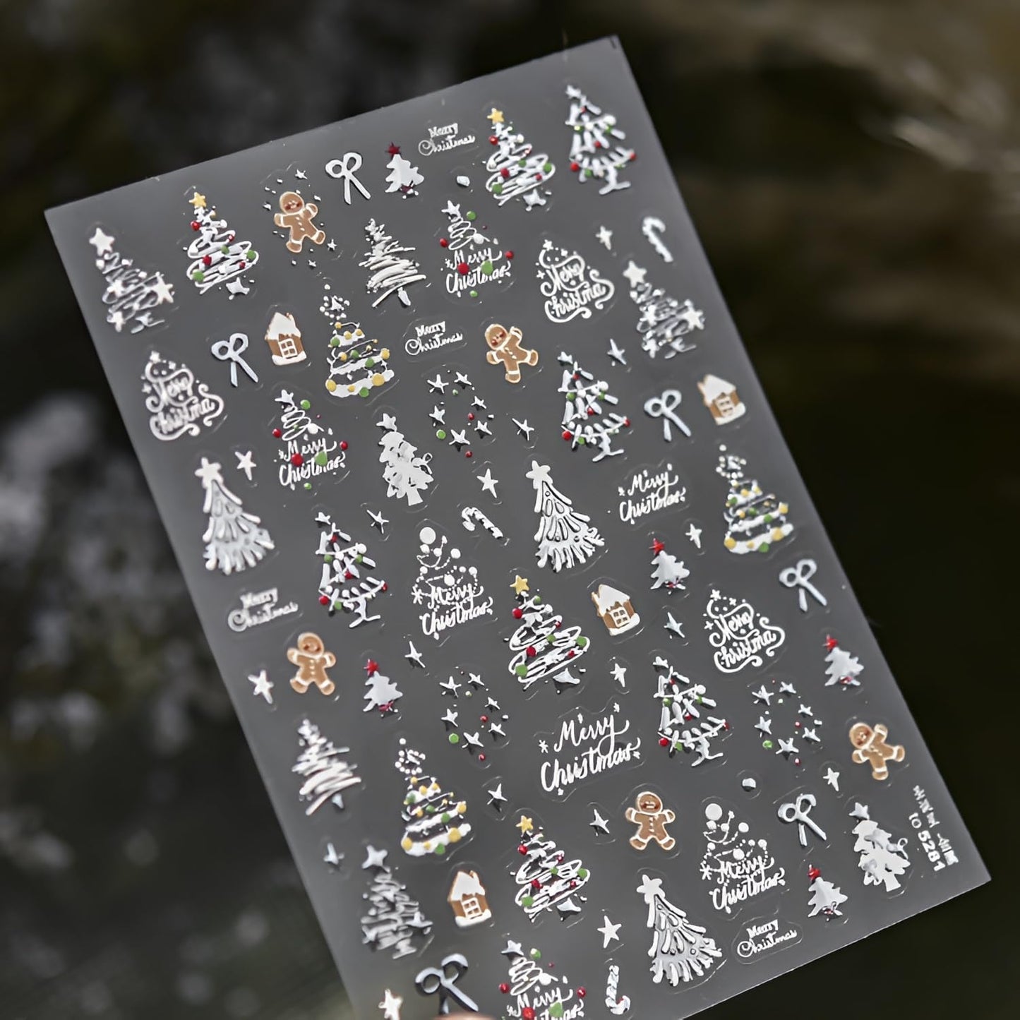 2 Sheets Christmas Nail Art Stickers 5D Embossed Nail Decals Silver Gold Star Bow Gingerbread Man Christmas Tree Nail Stickers Christmas Nail Supplies for Women Girls DIY Manicure Decorations