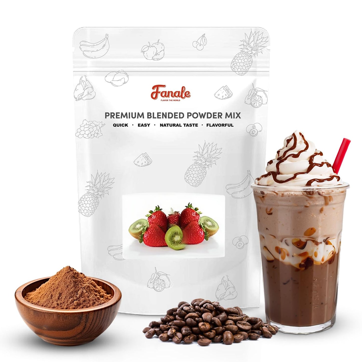 Fanale Premium Ice Mocha Bubble Tea Flavoring Powder | Perfect for Baking, Smoothies, Desserts and Drinks | Instant Flavoring Powder for Boba Milk Tea - 2.2 Pounds (Pack of 1)