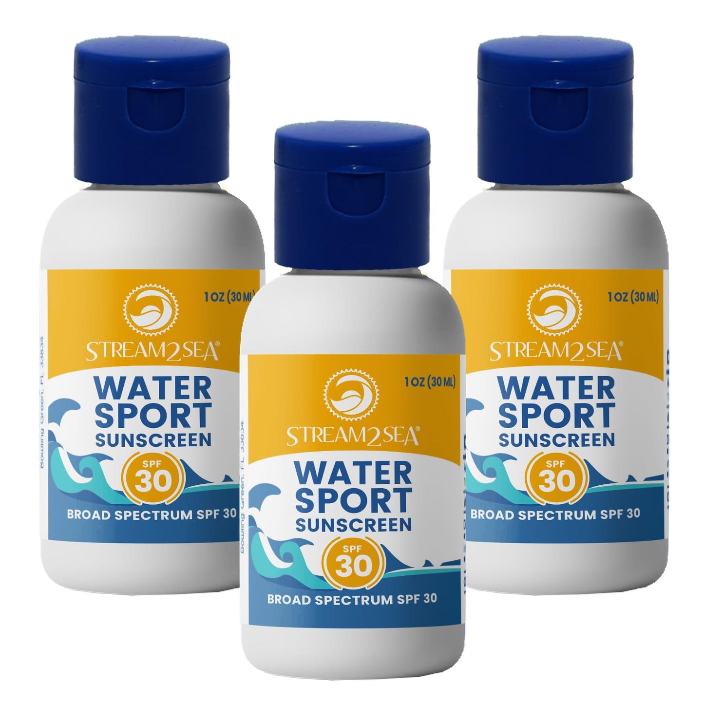 STREAM 2 SEA SPF 30 Mineral Sunscreen Biodegradable and Reef Safe, 1 Fl oz Travel Size Pack of 3, Paraben Free Non Greasy and Moisturizing Mineral Sunscreen For Face and Body Against UVA and UVB