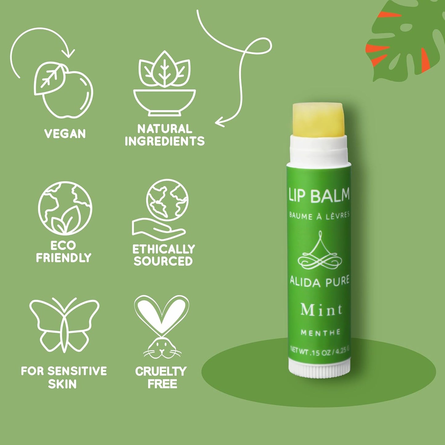 Mint Lip Balm Collection, Vegan Set, Beeswax Free, with Organic Jojoba and Avocado Oil, Vitamin E, Natural Moisturizer for Dry, Chapped Lips, 5 Tube Set