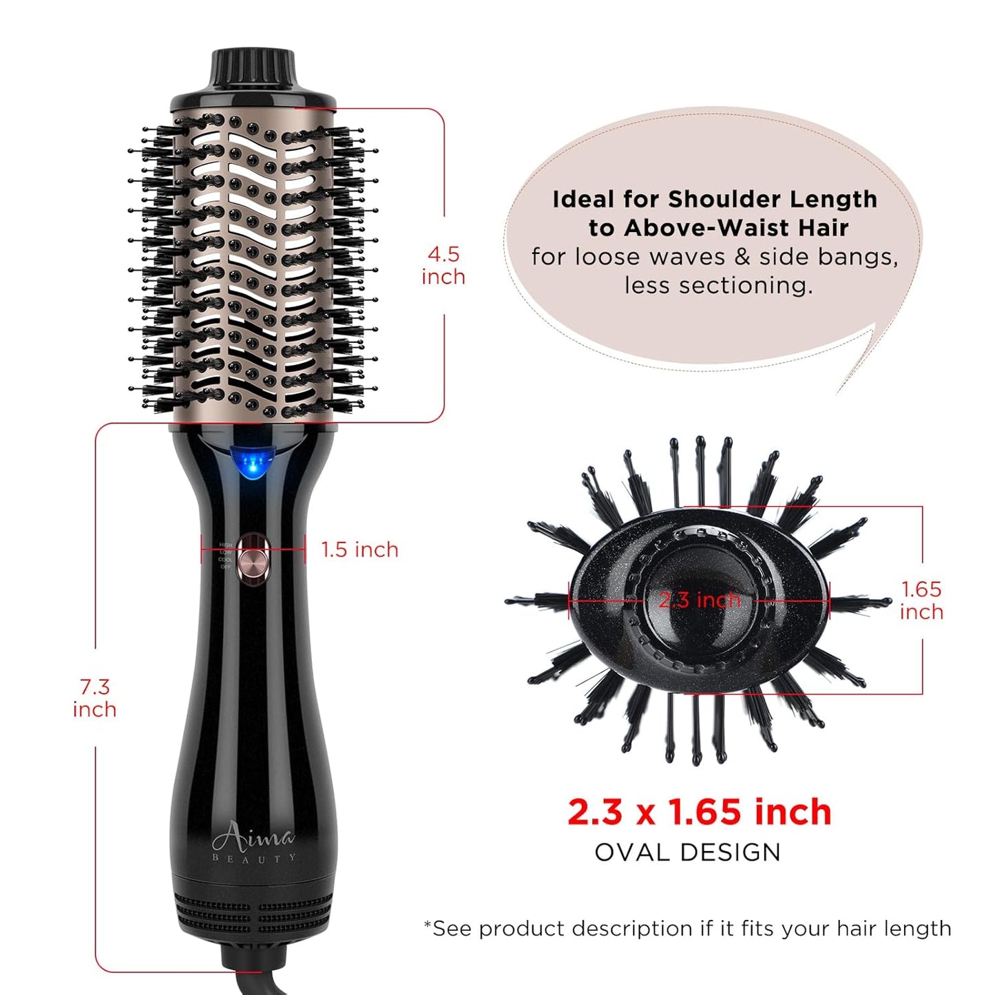 One Step Hair Dryer & Volumizing Hot Air Brush, Blow Dryer, Ceramic Straightener, Curler & Hot Comb 4 in 1 Salon Ionic Brush, Hair Styling Tools, Black