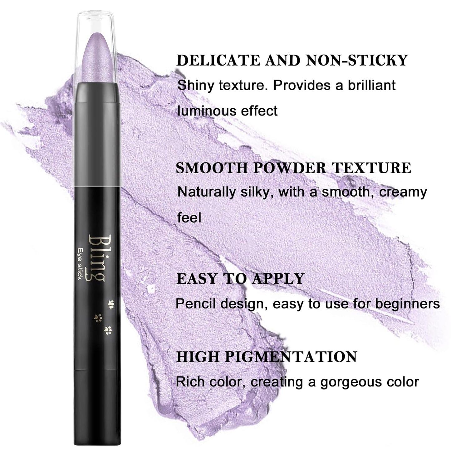 Boobeen Waterproof Eyeshadow Stick - Easy to Use, Shimmer Cream Eyeshadow Pen for Glitter Eye Makeup