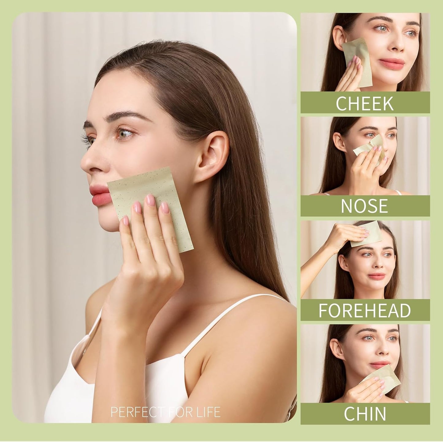 Teenitor Oil Blotting Sheets for Face, 2400 Sheets Oil Absorbing Sheets for Face, Green Tea Oil Absorbent Pads Oil Blotting Paper for Oily Skin, Face Oil Wipes Oil Sheets for Women Men, Large 10cmx7cm