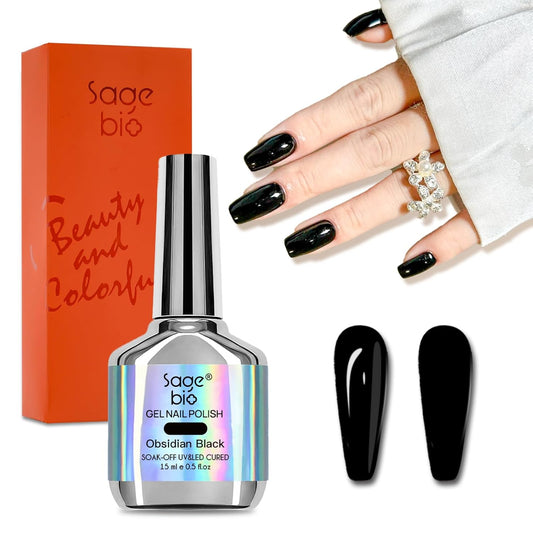 9D Cat Eye Gel Nail Polish Set, 15ml Obsidian Black Cat Eye Gel, Includes Silicone Handle Cylinder Magnetic Stick for Mesmerizing 9D Effects