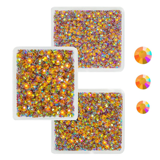 Orange Yellow AB Crystal Resin Rhinestones for Crafting Light Orange Flatback Stones 3mm 4mm 5mm Non-Hotfix Diamonds Crystals Gems Charms Supplies for Nails Face Eyes Makeup Tumblers DIY Crafts