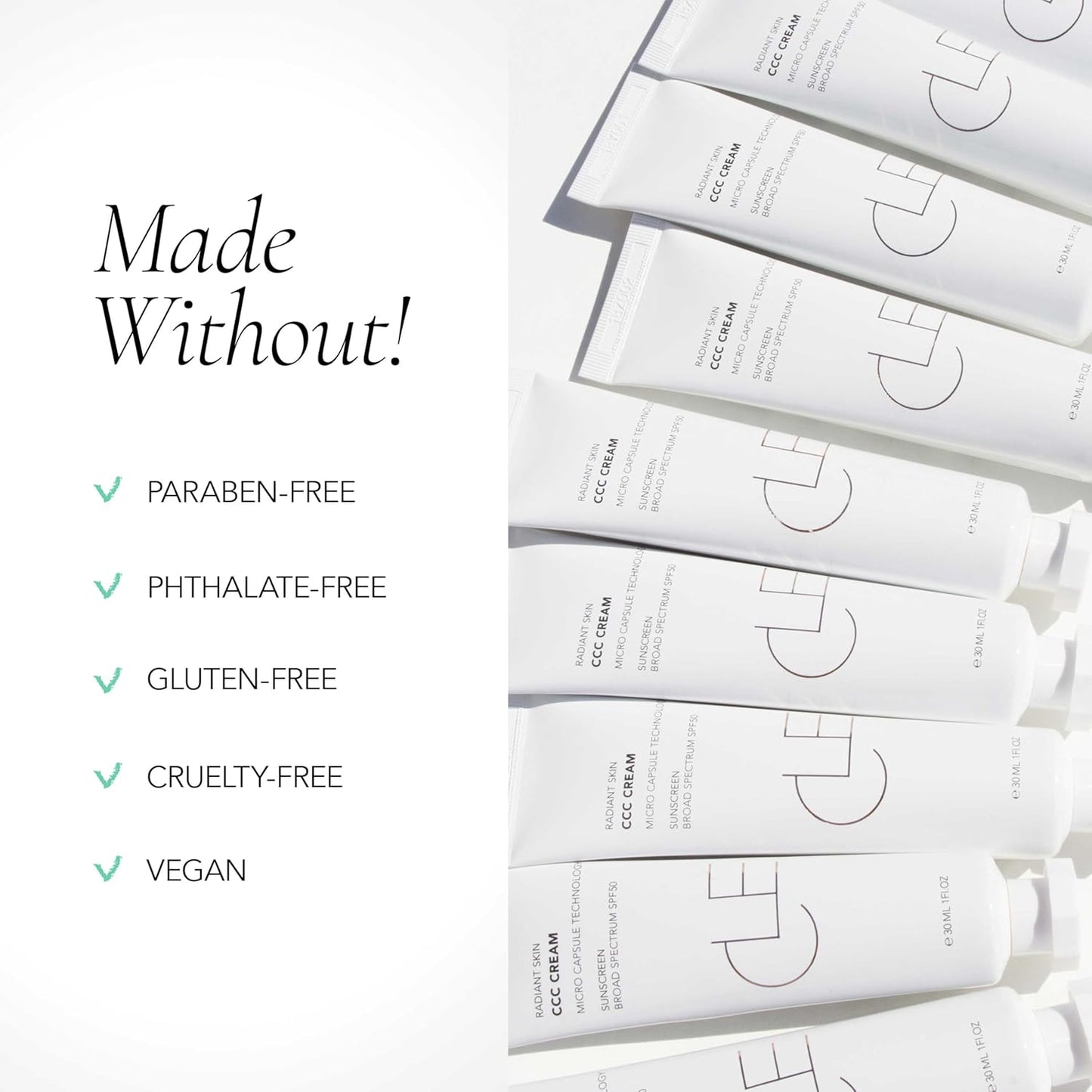 CLE Cosmetics CCC Cream (Golden Medium 301 / SPF 50) - Color Correcting CC Cream Hybrid with Sunscreen - Lightweight, Hydrating Light to Medium Coverage Foundation - 1 fl oz