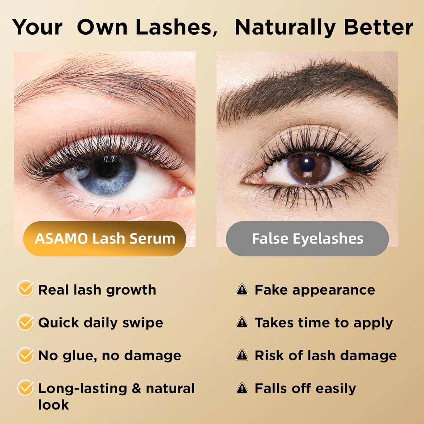 Eyelash & Eyebrow Growth Serum – 15 Plant Extracts for Longer, Denser & Fuller Lashes & Brows, Boosts Natural Hair Development,eyelash serum,Hypoallergenic Oil-Free,lash growth serum (PURE GOLD)