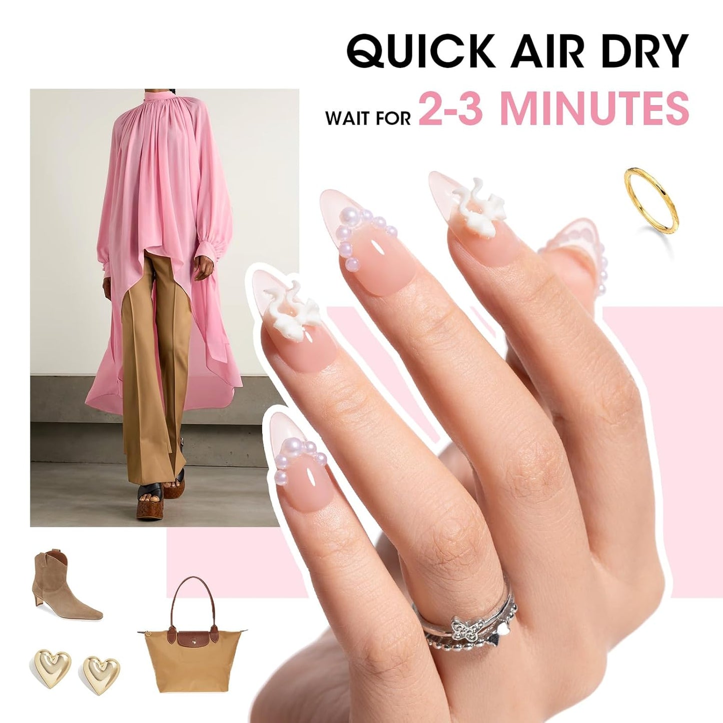 GELLEN Clear Pink Nail Polish, Sheer Pink Jelly Natural Regular Nail Polish Quick Dry Summer 6 Light Colors Set for Acrylic Natural Nails Home Salon, Chip Resistant, Non UV Gel, Hema Free, Non Toxic