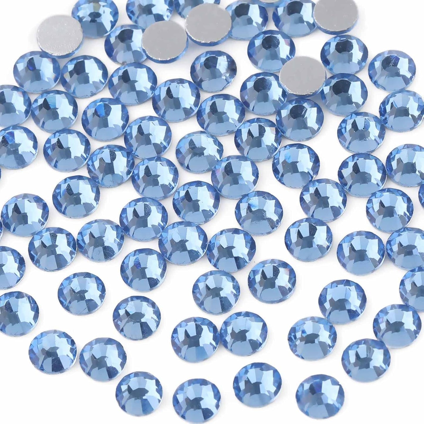 Beadsland 2880pcs Flat Back Crystal Rhinestones Round Gems for Nail Art and Craft Glue Fix,Light Blue,SS4,1.5-1.7mm