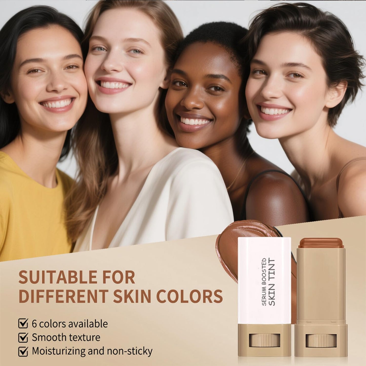 Foundation Stick - Skin Tint & Contour Stick, Serum-Boosted Beauty Balm, Buildable Coverage, Natural Finish, Long-Lasting Wear, For Many Skin Tones (01#)