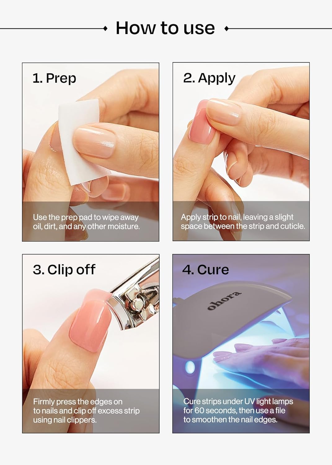 ohora Bundle Set (Pure Lush Duo) - N Cream Leaf and N Cream Cotton Semi-Cured Gel Nail Strips, Works with Any UV/LED Lamps, Salon-Quality, Long Lasting, Easy to Apply & Remove