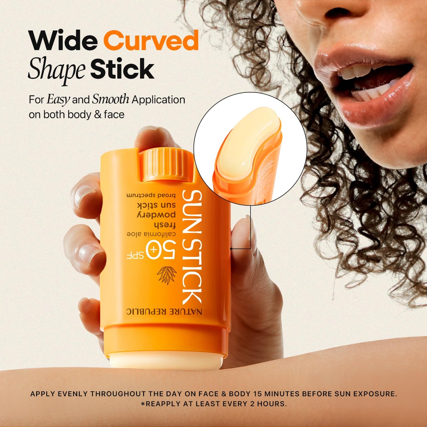 Nature Republic California Aloe Fresh Powdery Sun Stick Broad Spectrum SPF50+ | Korean Sunscreen Travel Size Suncare Sunblock, No Whitecast, non-sticky, Water resistant