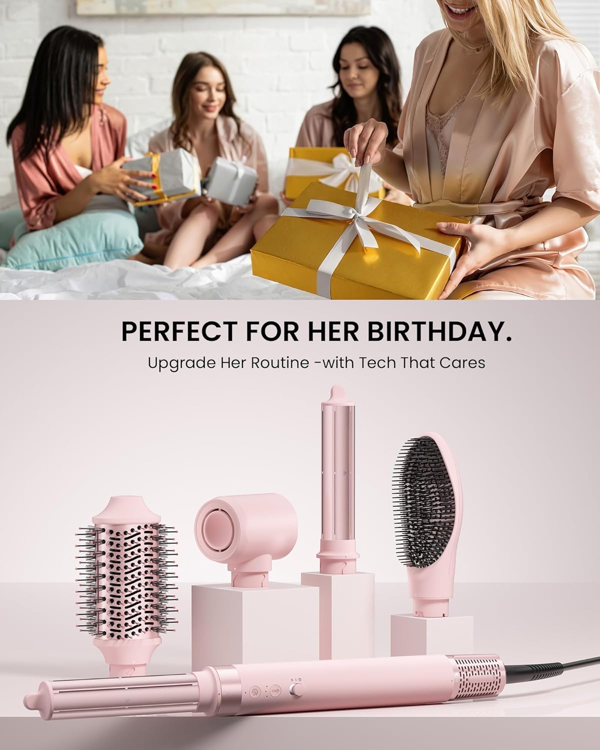 5 in 1 Hot Air Styler Wrap – High-Speed Hair Dryer Brush with Auto Wrap Curlers, Fast Drying & Frizz-Free Styling, No Heat Damage, Volumizing Brush with Travel Bag