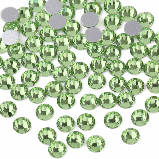 Beadsland 288pcs Flat Back Crystal Rhinestones Round Gems for Nail Art and Craft Glue Fix, Light Green, SS34,7.1-7.3mm