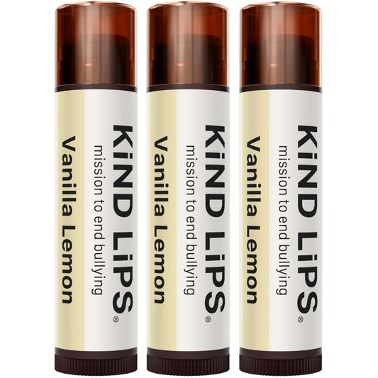 Kind Lips Vanilla Lemon Lip Balm 3-Pack - USDA Organic, Natural Chapstick Alternative for Dry Lips | Gluten-Free, Cruelty-Free