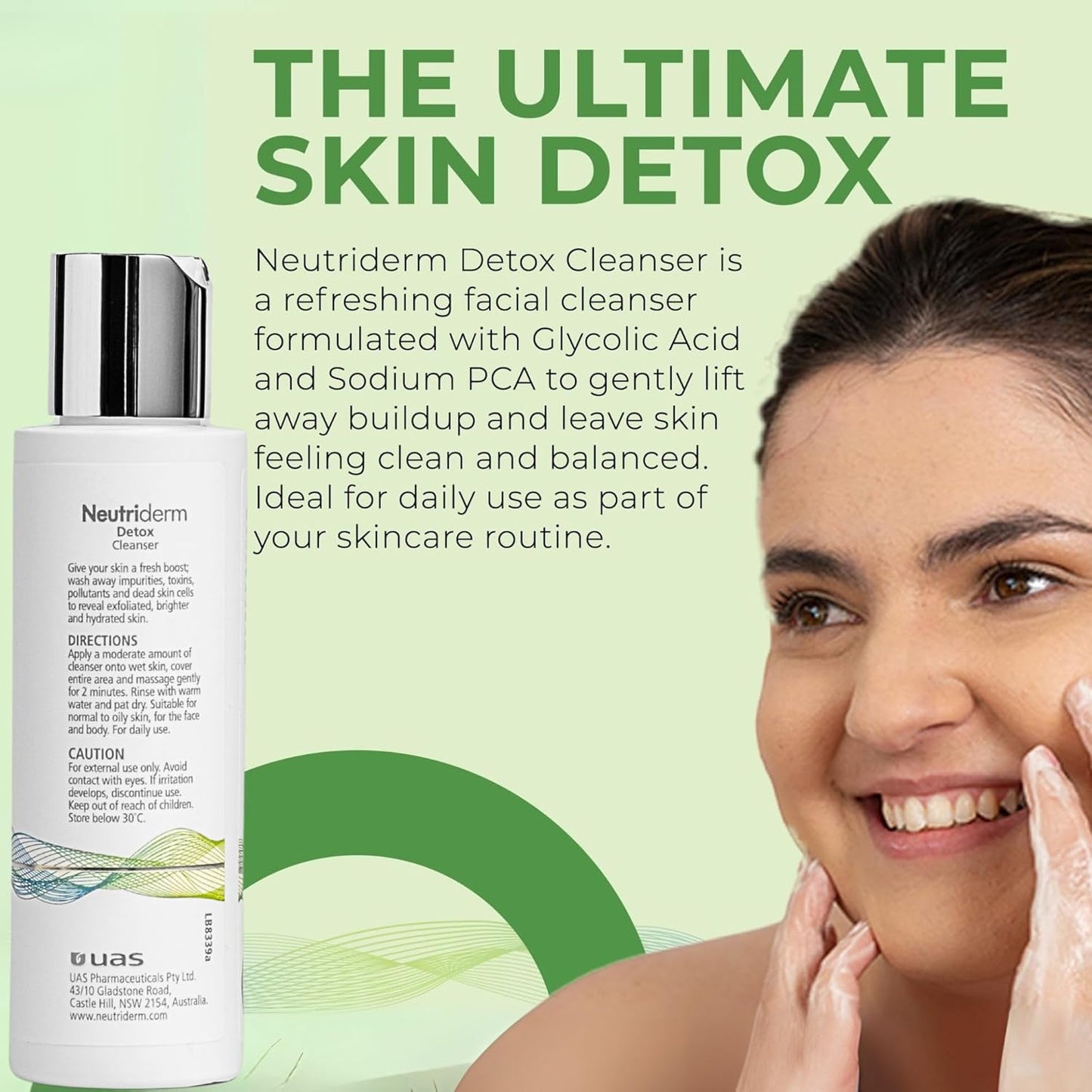 NEUTRIDERM Detox Gentle Exfoliating Face Wash – Glycolic Acid Gel Cleanser for Acne-Prone, Oily & Combination Skin – Deep Cleanser, Pore Refining, Waterproof Makeup Remover – 120ml (4.1 fl oz)