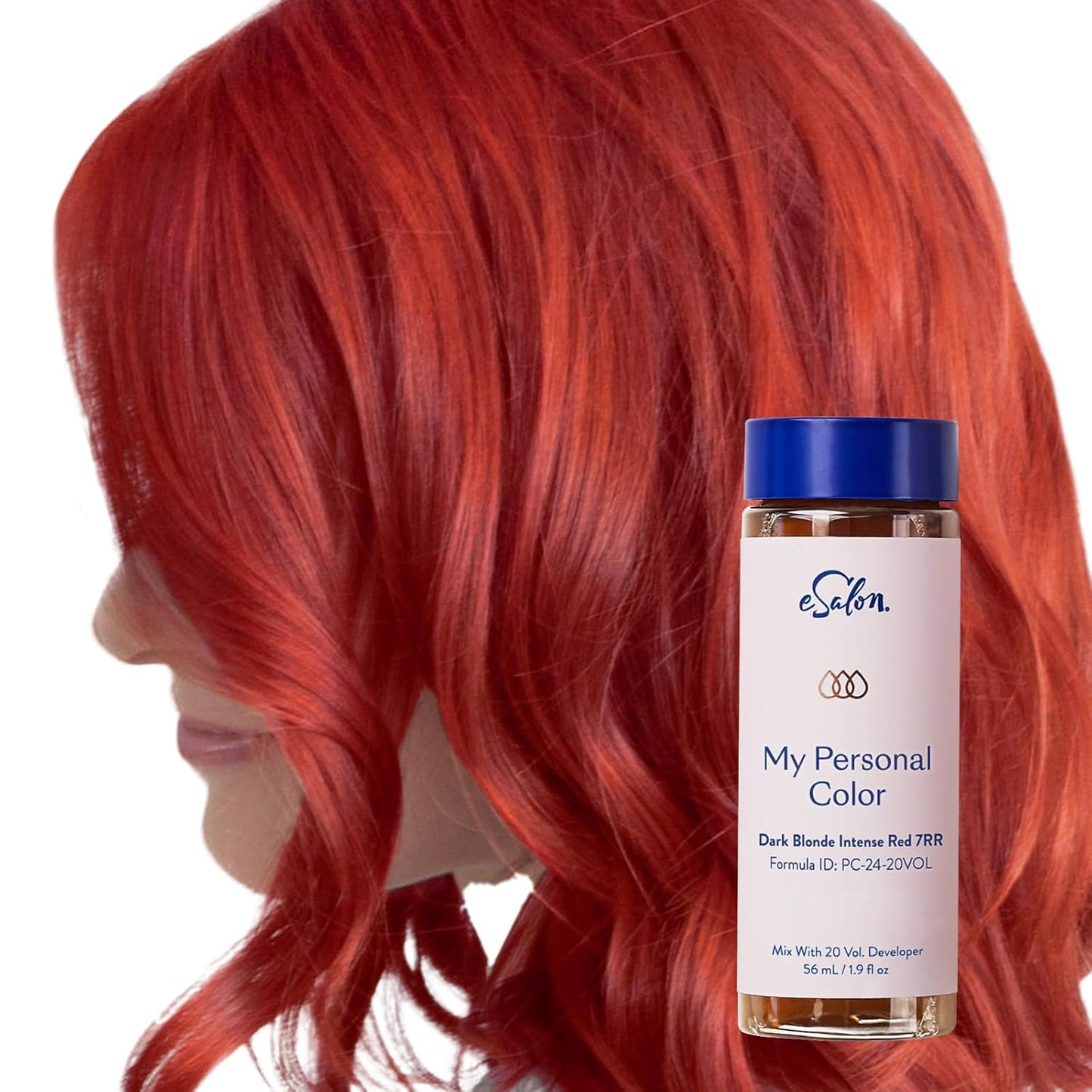 eSalon Permanent Hair Color & Hair Dye Complete Kit - Personal Colorist Kit for Up To 100% Gray Coverage for All Hair Types - Professional-Grade Ammonia-Free Hair Dye (Dark Blonde Intense Red 7RR)