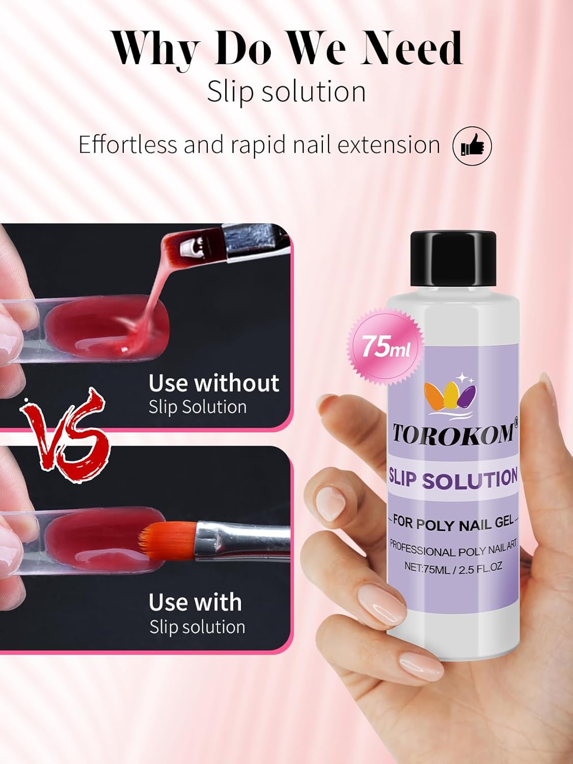 TOROKOM Poly Gel Nail Forms Kit for Toes - 150PCS Reusable Dual Toenail Forms for Builder Gel, Toe Nail Kit with 2.5oz Slip Solution, Brush, File, 5PCS Clips - 15 Sizes