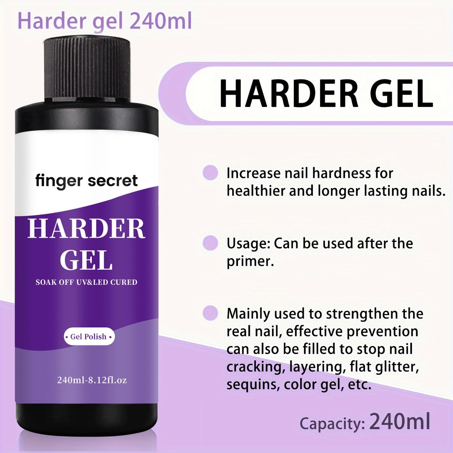 240ml/8floz Hard Gel for Nail Polish,Builder Gel for Nails,Nail Supplies for DIY in Salon or Home Use.
