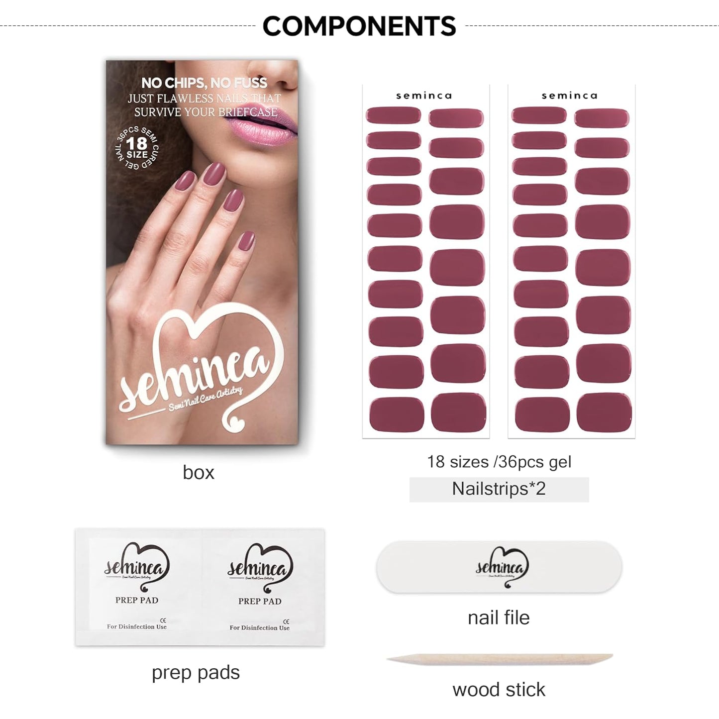 Semi Cured Gel Nail Strips-Salon Quality Semi-Cured Gel Press On Nails Stickers Perfect for Busy Women & Parents Works with Any UV/LED Lamps(Ochre)