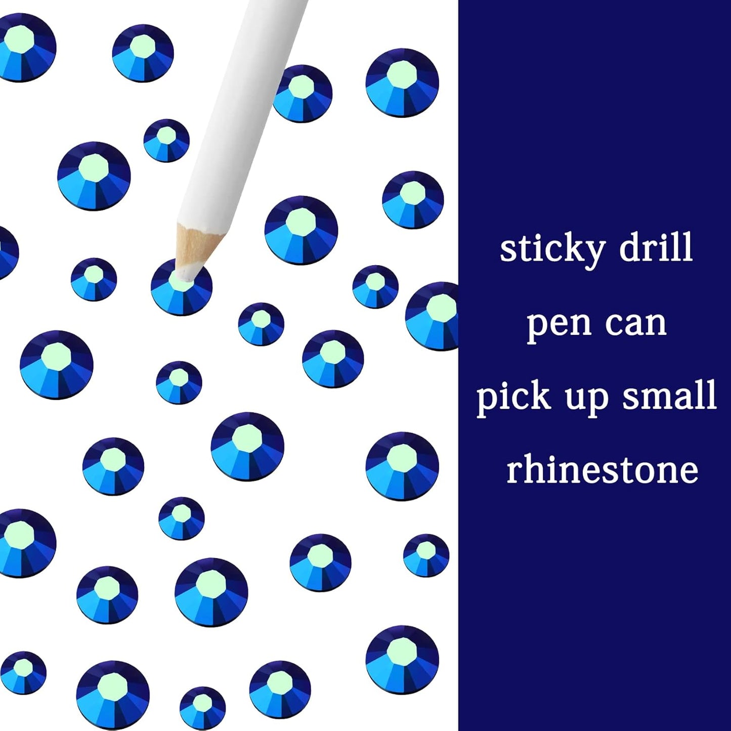 Multi Size 3mm 4mm 5mm Rhinestones Set for Nails Crafts Navy Blue Non Hotfix Rhinestones Nail Gems Rhinestone Jelly AB&Round Flat Back Resin Rhinestone for Makeup Clothes Shoes Eyes Bottles Crafts