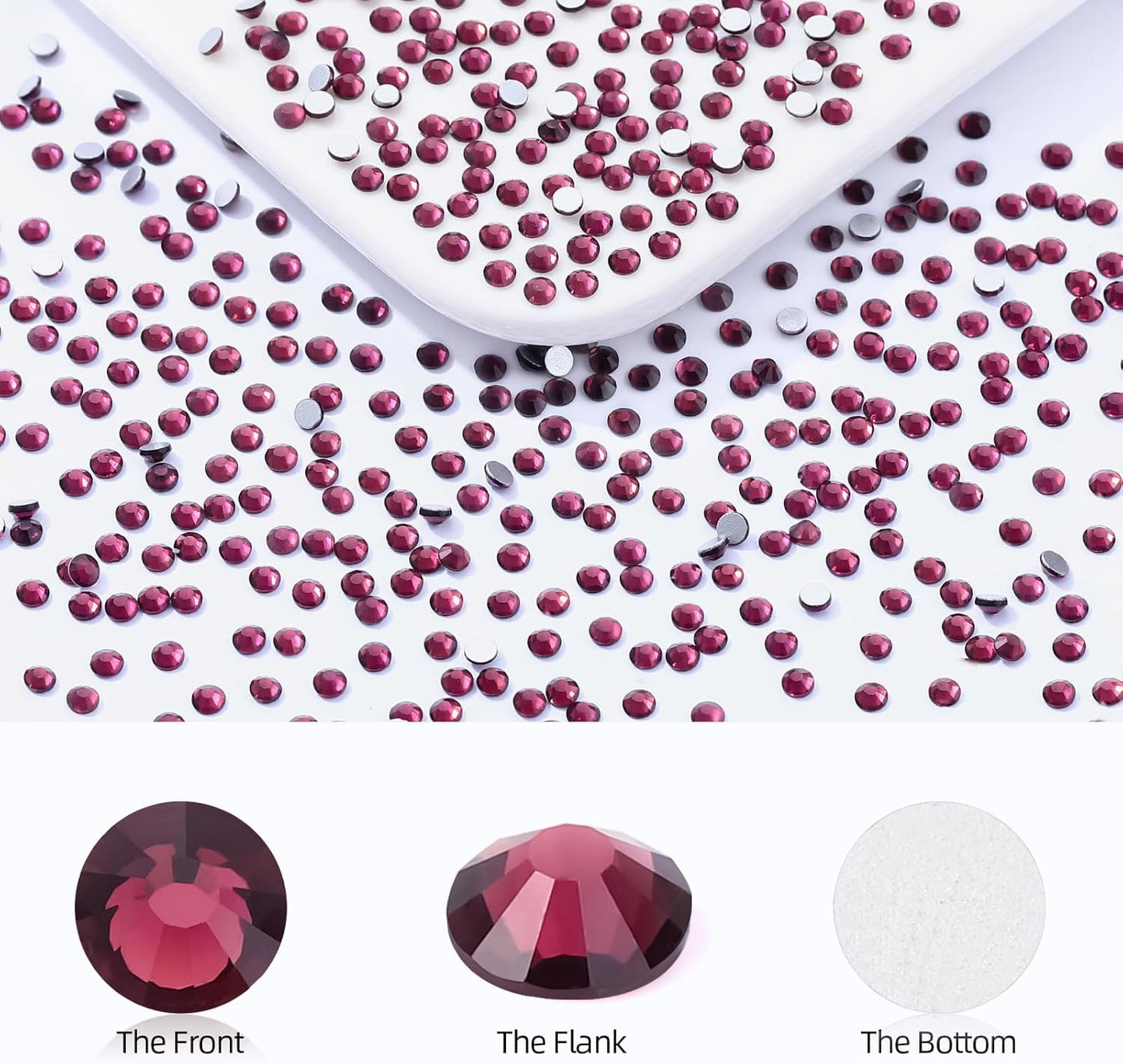 Purple Flatback Rhinestones, Glass Rhinestones for Nail Art and Craft, Glue Fix, Loose Crystal Gemstones(Purple, SS4, 1440pcs, 1.5-1.7mm)