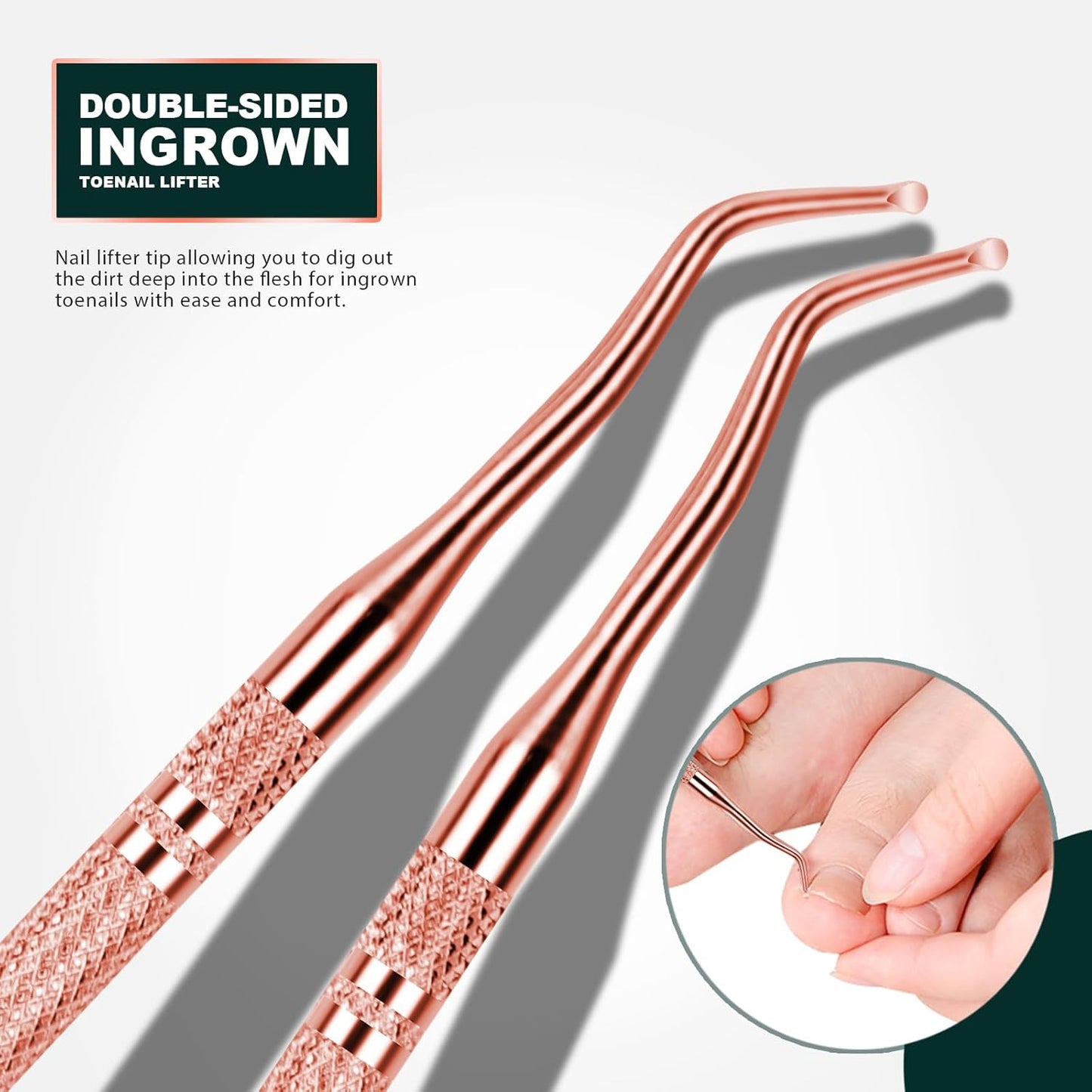 Teenitor Ingrown Toenail Tool, Toenail File and Lifters, Professional Surgical Safe Ingrown Toenail Treatment Pedicure Tools for Feet, Ingrown Toenail Removal Kit Pain Relief