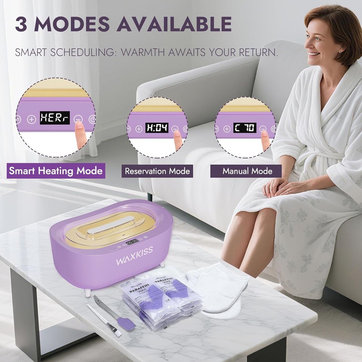 Waxkiss Intelligent Paraffin Wax Machine for Hands & Feet,Paraffin Wax Warmer for Professional Spa (B)