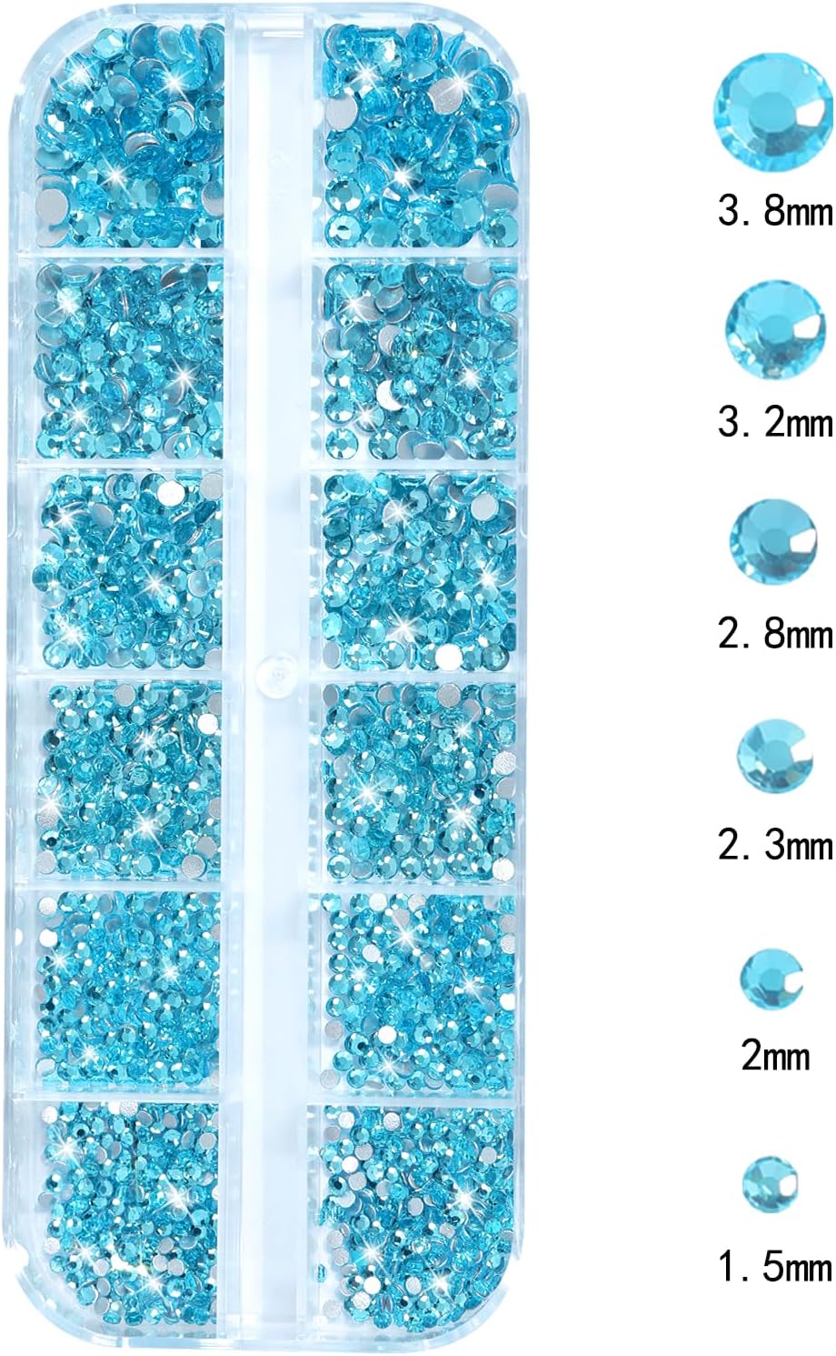 Nail Rhinestones - 3D Multi Shape Size, Flat Back, Manicure Rhinestones Charms, Crystal Lake Blue Gems, with Kit, for Nail Art, Bedazzling Acrylic Nails, DIY Decor