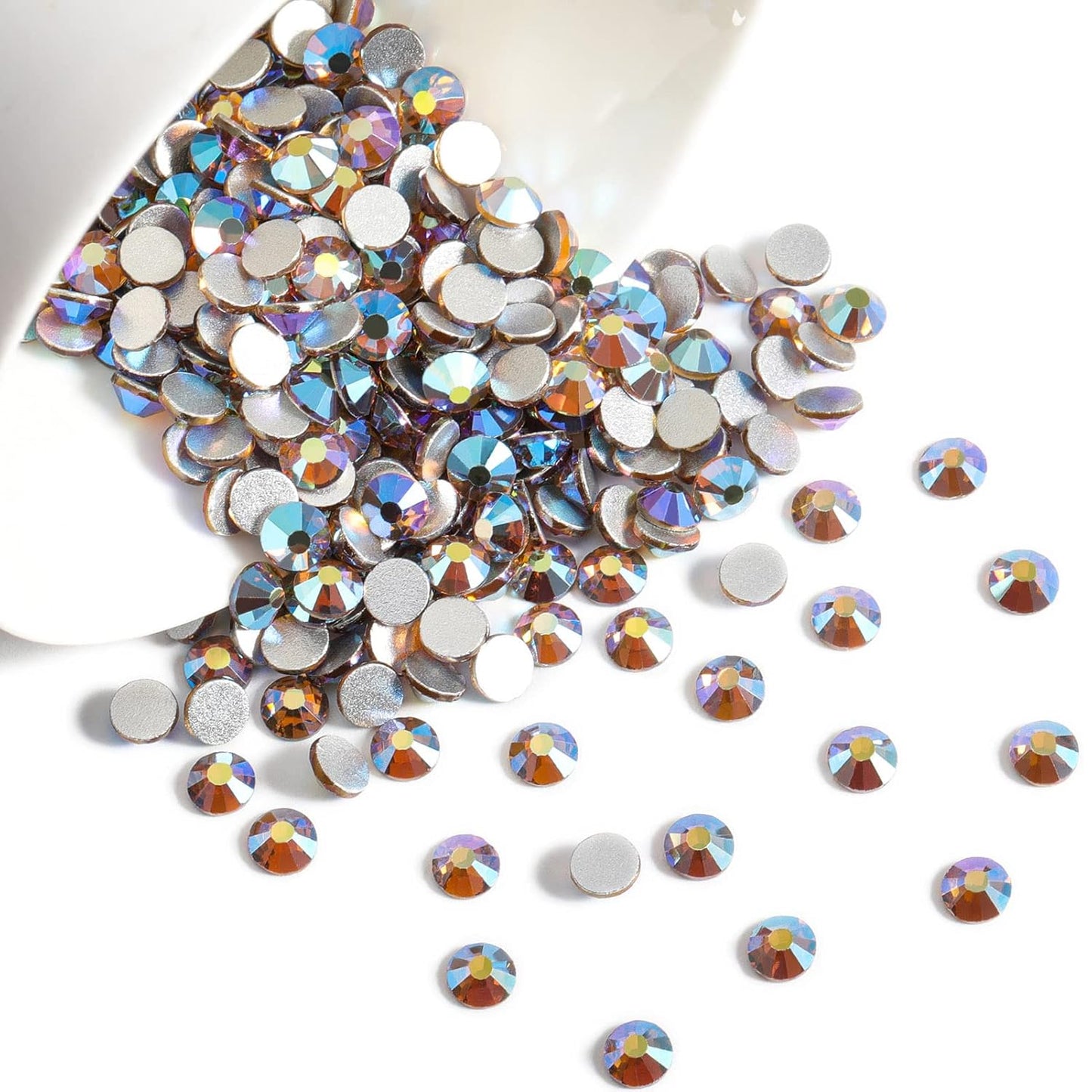 beadsland 1440 Pieces Flat Back Crystal Rhinestones Round Gems, Lt.Colorado Topaz AB,SS10,2.7-2.9mm
