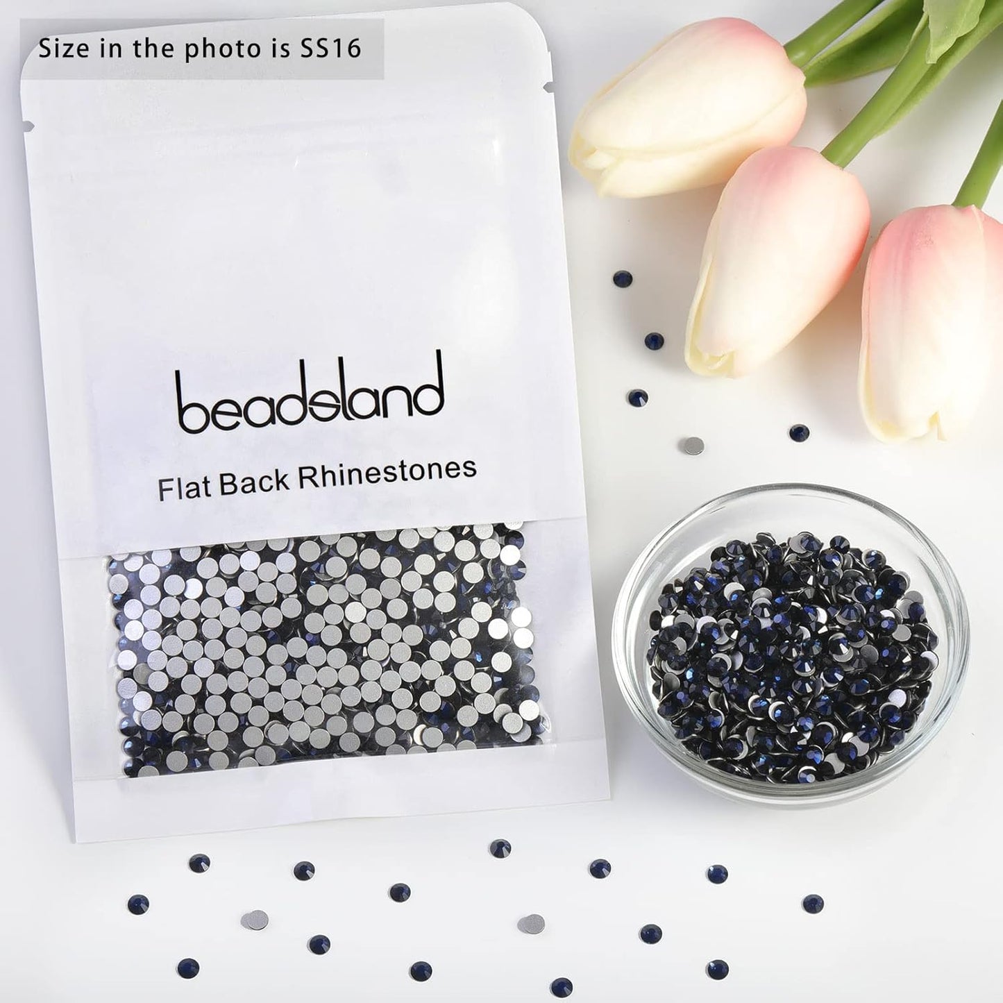 beadsland Flat Back Crystal Rhinestones Round Gems for Nail Art and Craft Glue Fix,Montana (3.8-4.0mm) SS16/1440pcs
