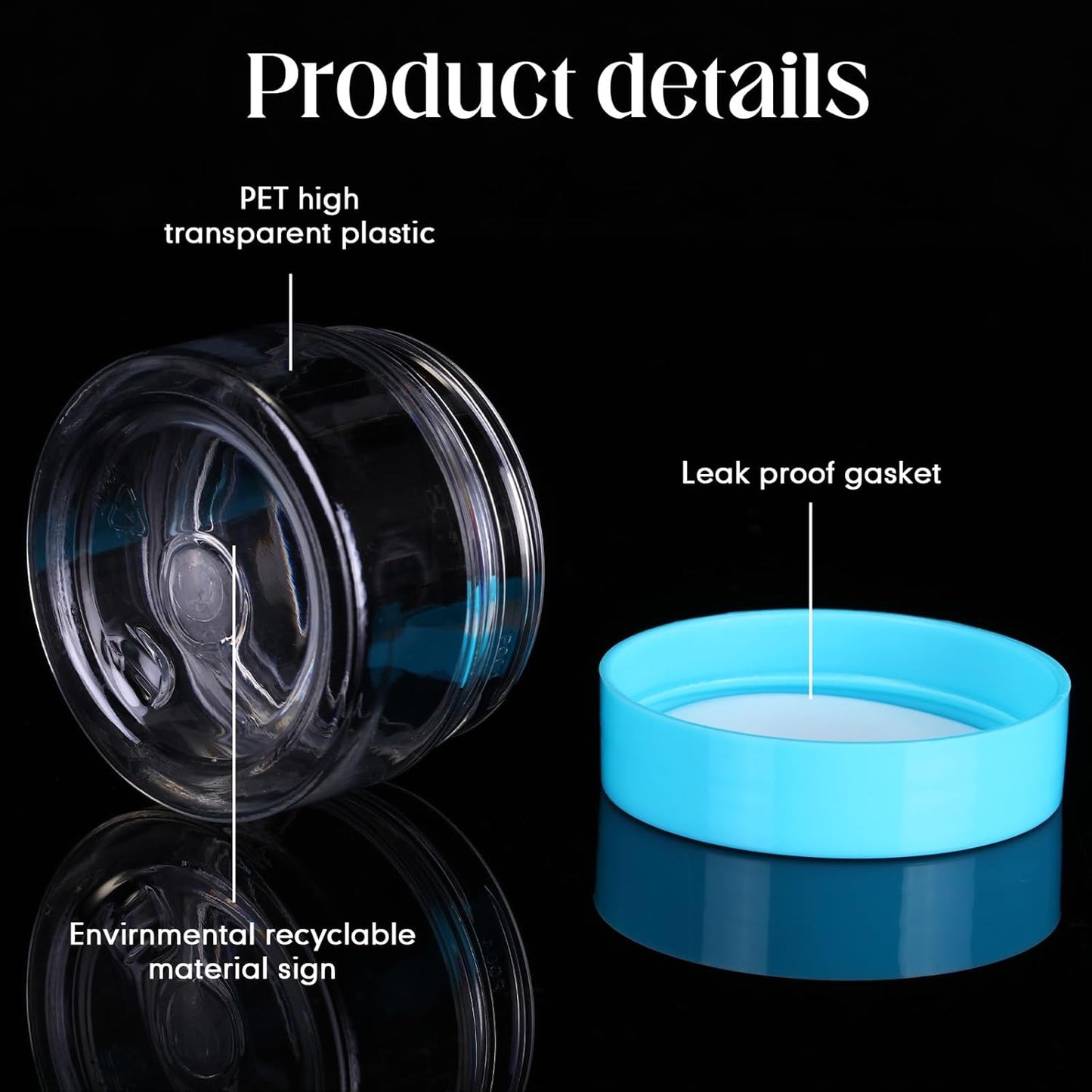 SATINIOR 100 Pcs Plastic Jars with Lids Small Containers Lids Wide Mouth Small Plastic Containers for Lotion Cream Rhinestones Body Butters Travel Storage(1 oz,Blue)