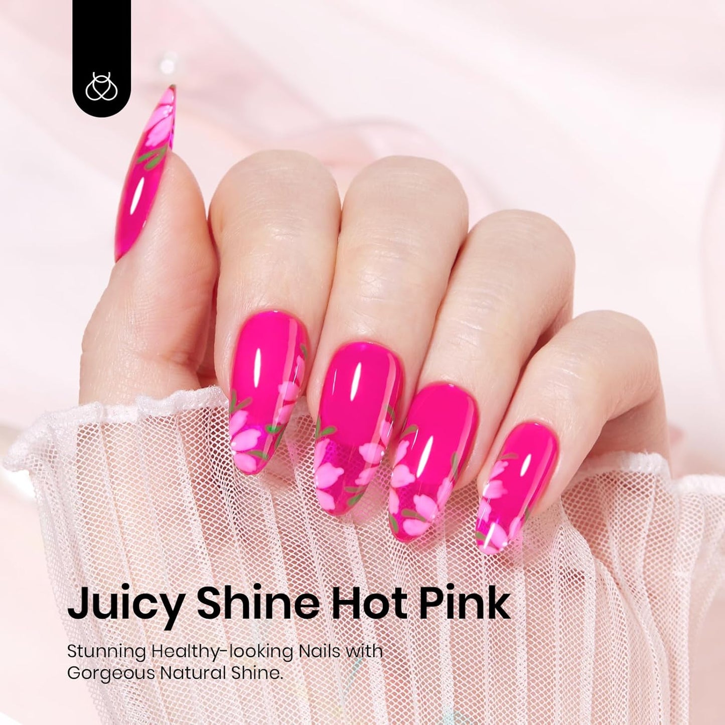 Beetles Hot Pink Gel Polish, 15ML Neon Hot Pink Jelly Gel Nail Polish Sheer Translucent Effect Summer Color Gel Soak Off UV Vibrant Night Series French Nail Art Manicure Gift for Women