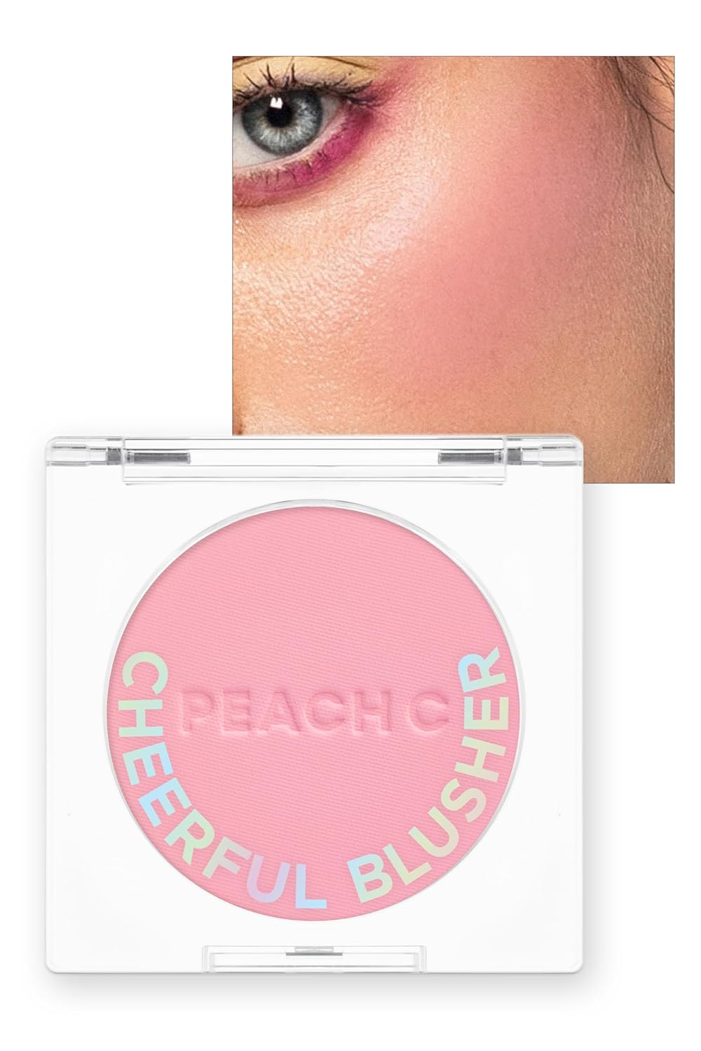 Cheerful Blusher | Pure Pink Blush for Cheeks Powder Makeup | Korean Makeup Creamy Blush Powder | Fine Pigmented Blush | Powder Compact Make Up Blush 0.14 Oz. (01 Lycheeful)