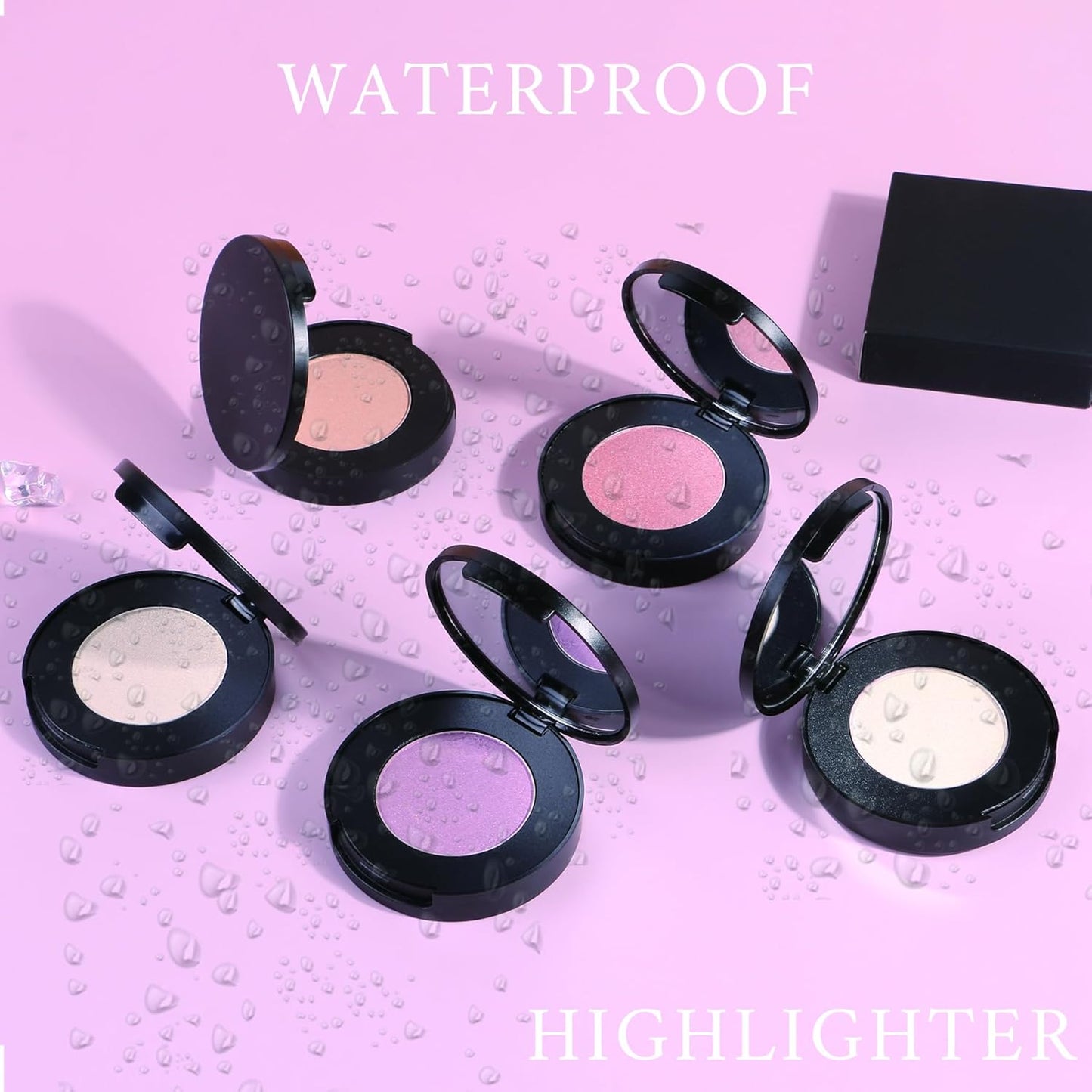 Face Highlighter Powder Palette, Glossy Glitter Illuminator Powder, Shimmer Shades for Face Highlighter Makeup, Highly Pigmented Natural Shiny Highlight Makeup Illuminator Highlighter 2