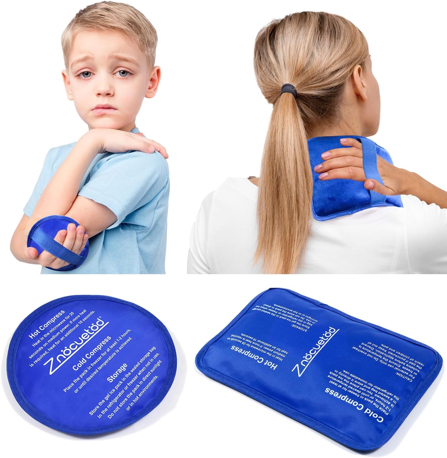 Gel Ice Pack for Injuries Reusable Soft Freezer Ice Bag with Strap- Hot Cold Compress Packs for Swelling Bruises Surgery Knee Shoulder Foot Back Ankle Neck Elbow Wisdom Tooth-2 Pack